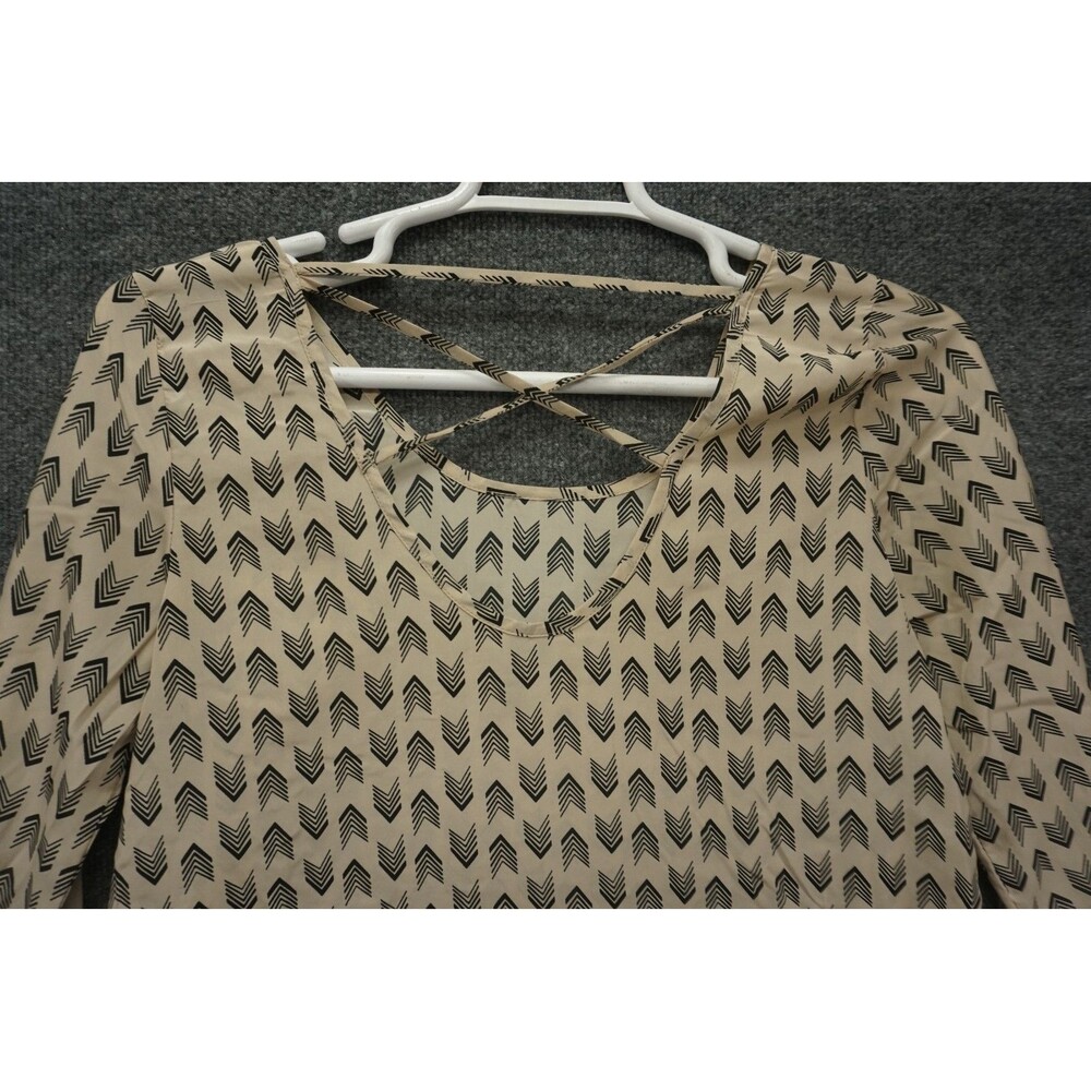Maurices Chevron Printed Blouse Top Small Criss Cross Strappy Back Tunic
